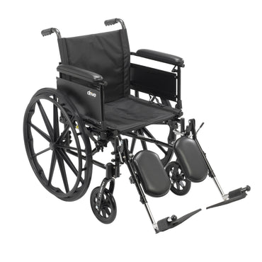 Drive Medical CX416ADFA-ELR Cruiser X4 Lightweight Dual Axle Wheelchair with Adjustable Detachable Arms, Full Arms, Elevating Leg Rests, 16" Seat